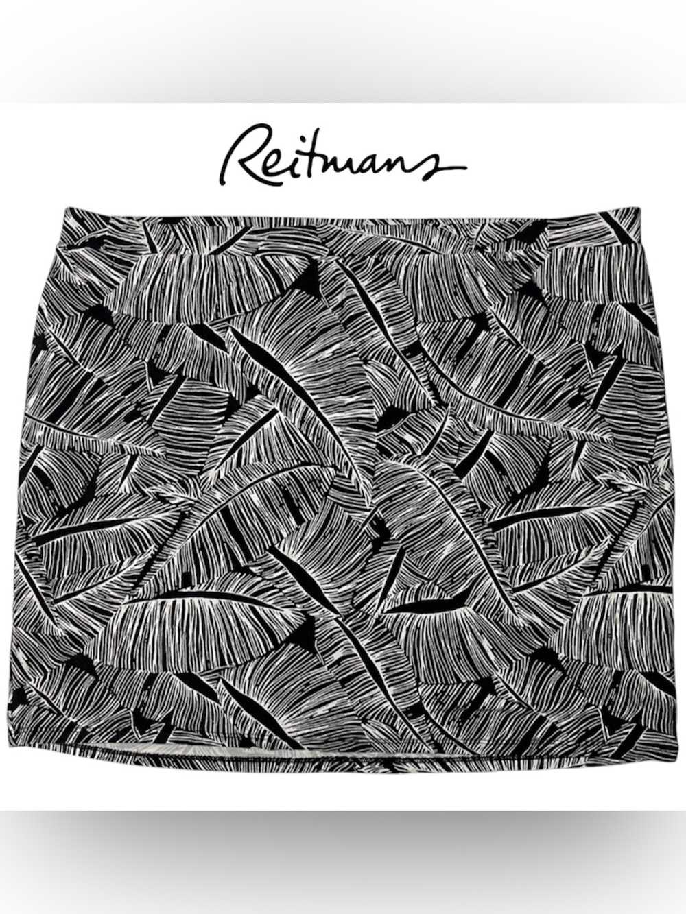 Black and White Leaf Print Skirt Reitmans Size XXL